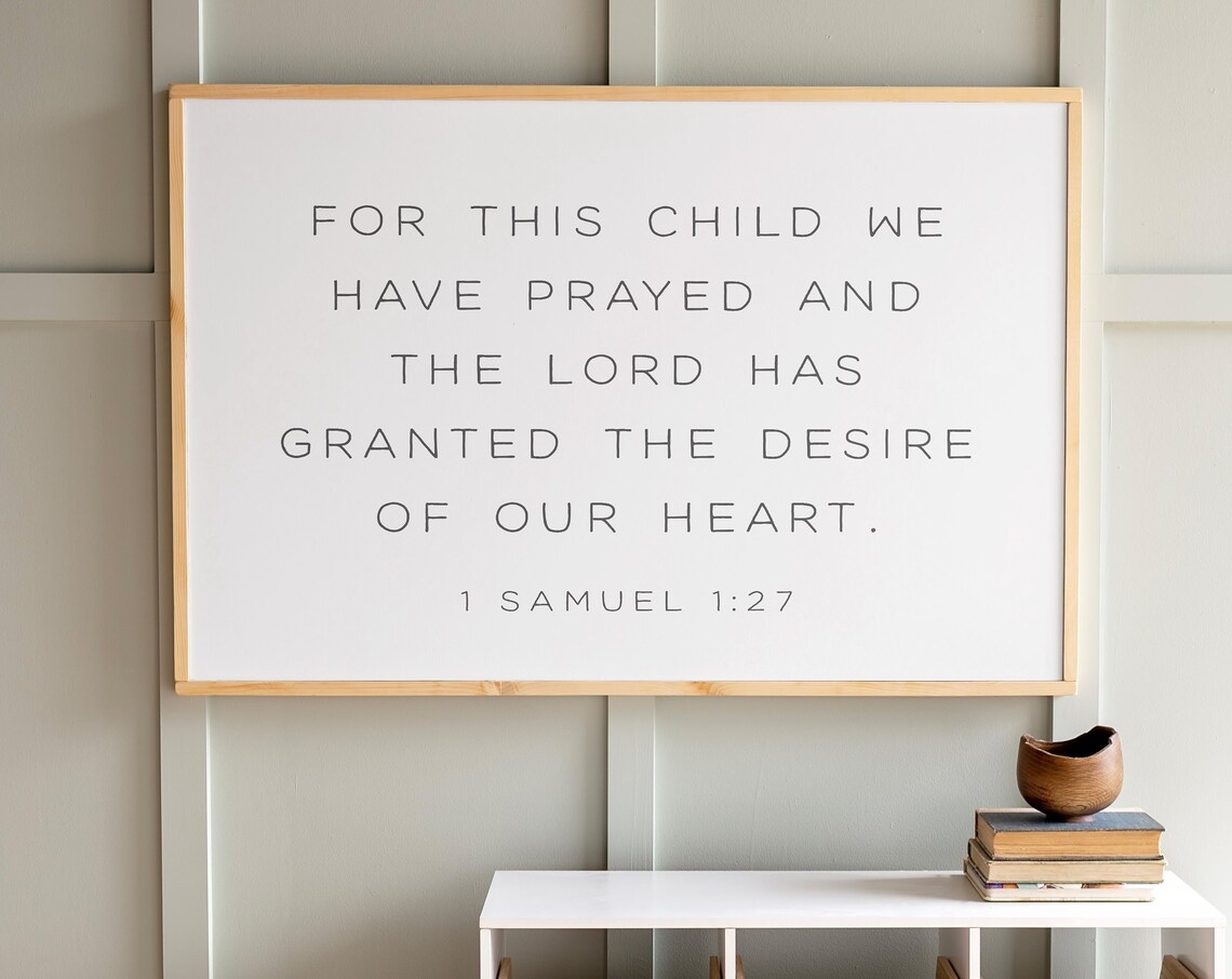 1 Samuel 1:27 Nursery Wall Art Print, For This Child - Image 2