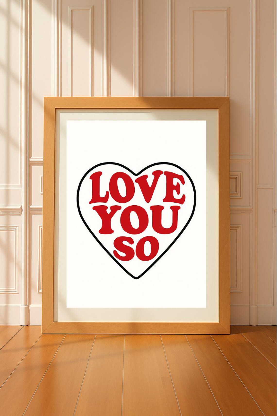 Love You So Red Heart Retro Typography Romantic Quote Poster