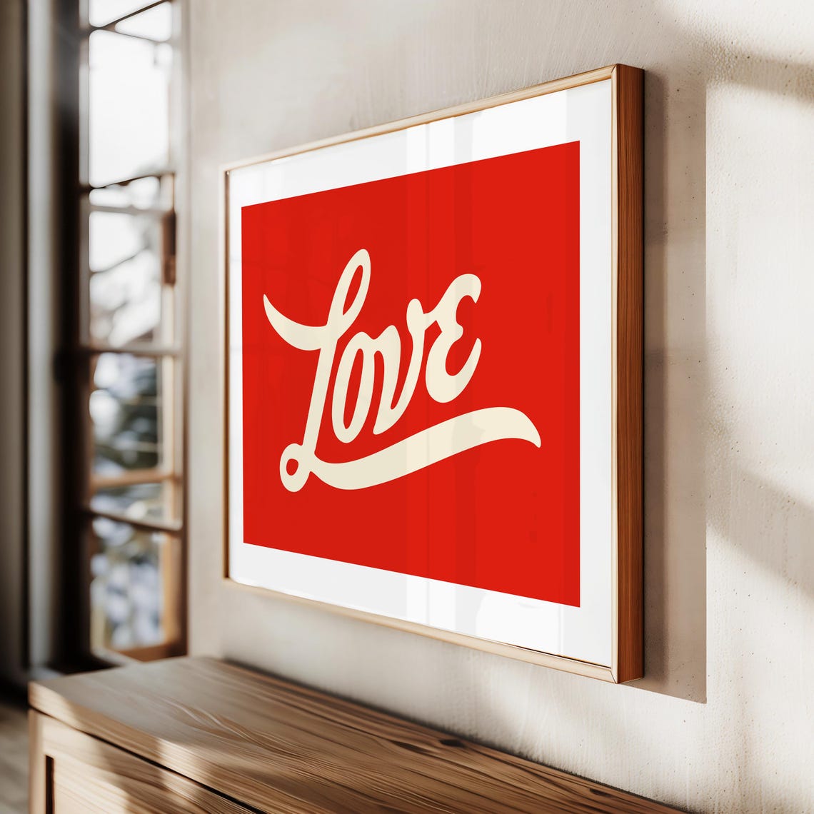 Love Script Red Typography Bold Retro Romantic Kitchen Wall Poster - Image 4