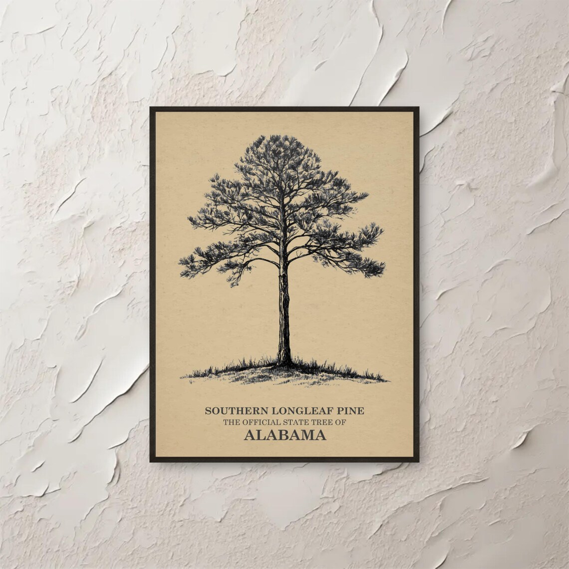 Longleaf Pine Art Alabama State Tree Wall Nature Print Botanical Home Decor Southern