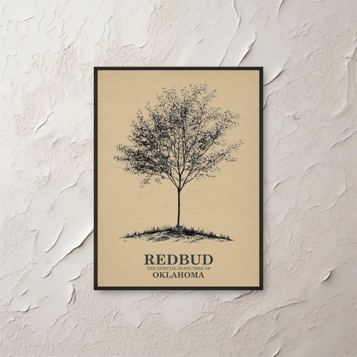 Redbud Oklahoma State Tree Botanical Ink Sketch Art Wall Print