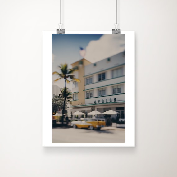 Miami Beach Avalon Hotel Art Deco Street Scene Photography Poster