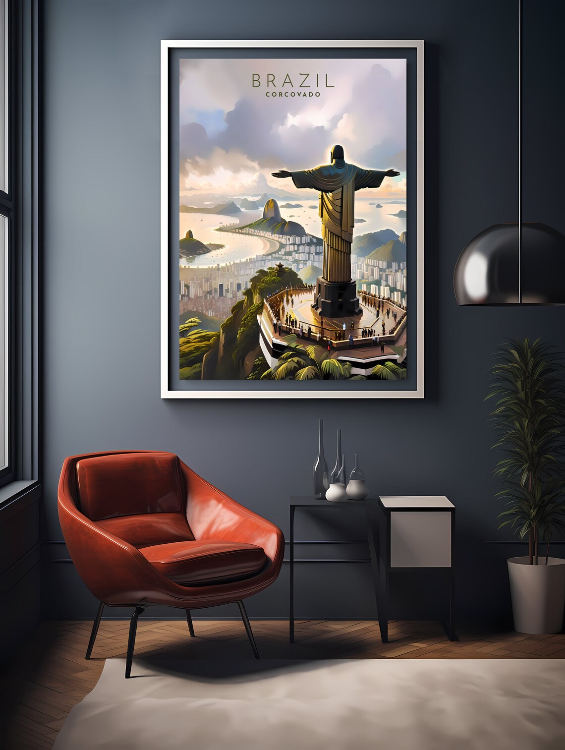 Brazil Corcovado Christ the Redeemer Rio Retro Travel Poster - Image 2