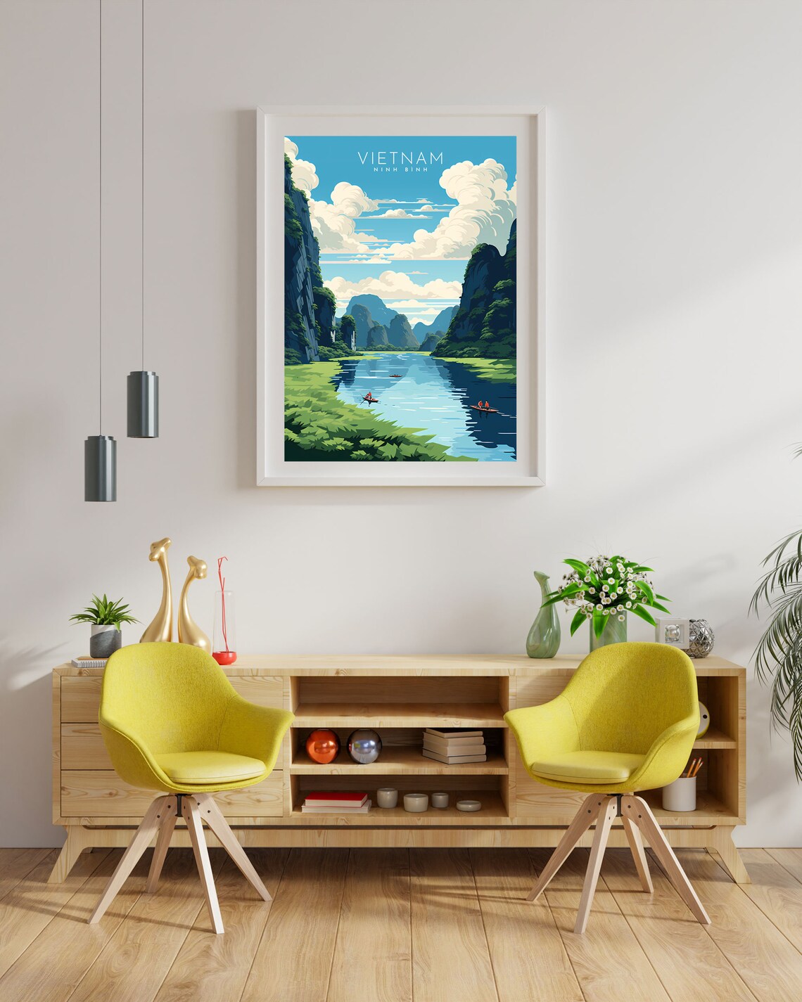 Vietnam Retro Travel Poster, Ninh Binh Art Print - Image 2