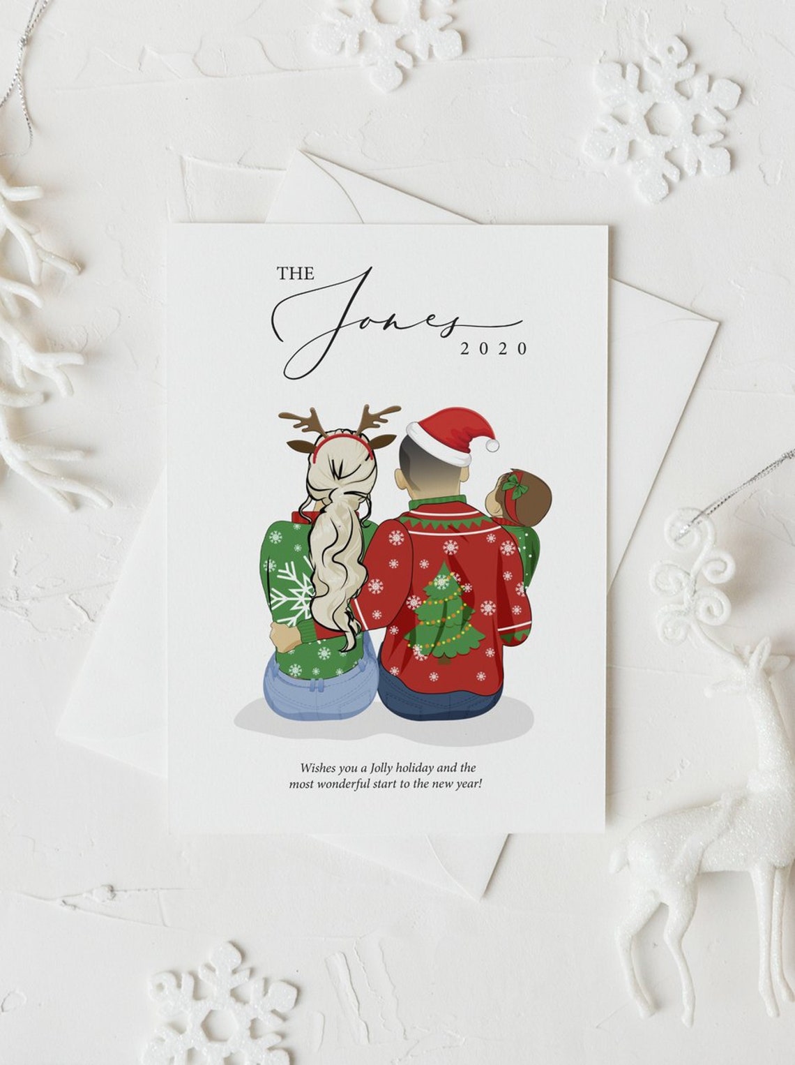 The Greens 2020 Ugly Sweater Christmas Family Portrait Poster - Image 3