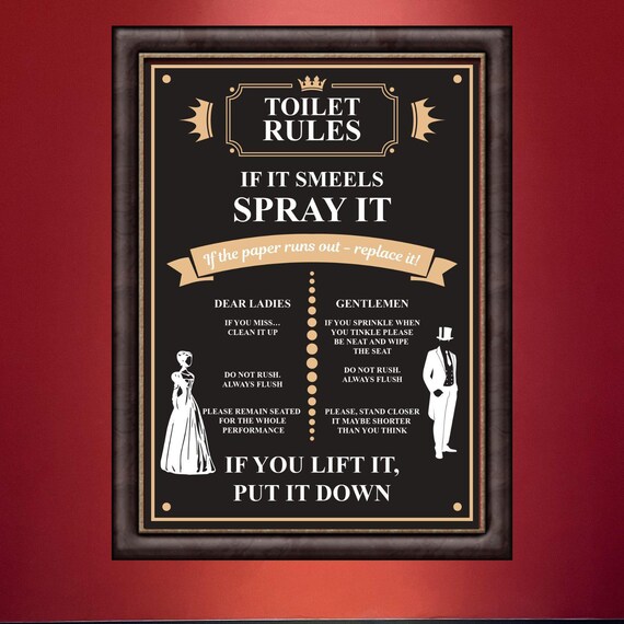 Funny Toilet Rules For Men And Women, Bathroom Rules