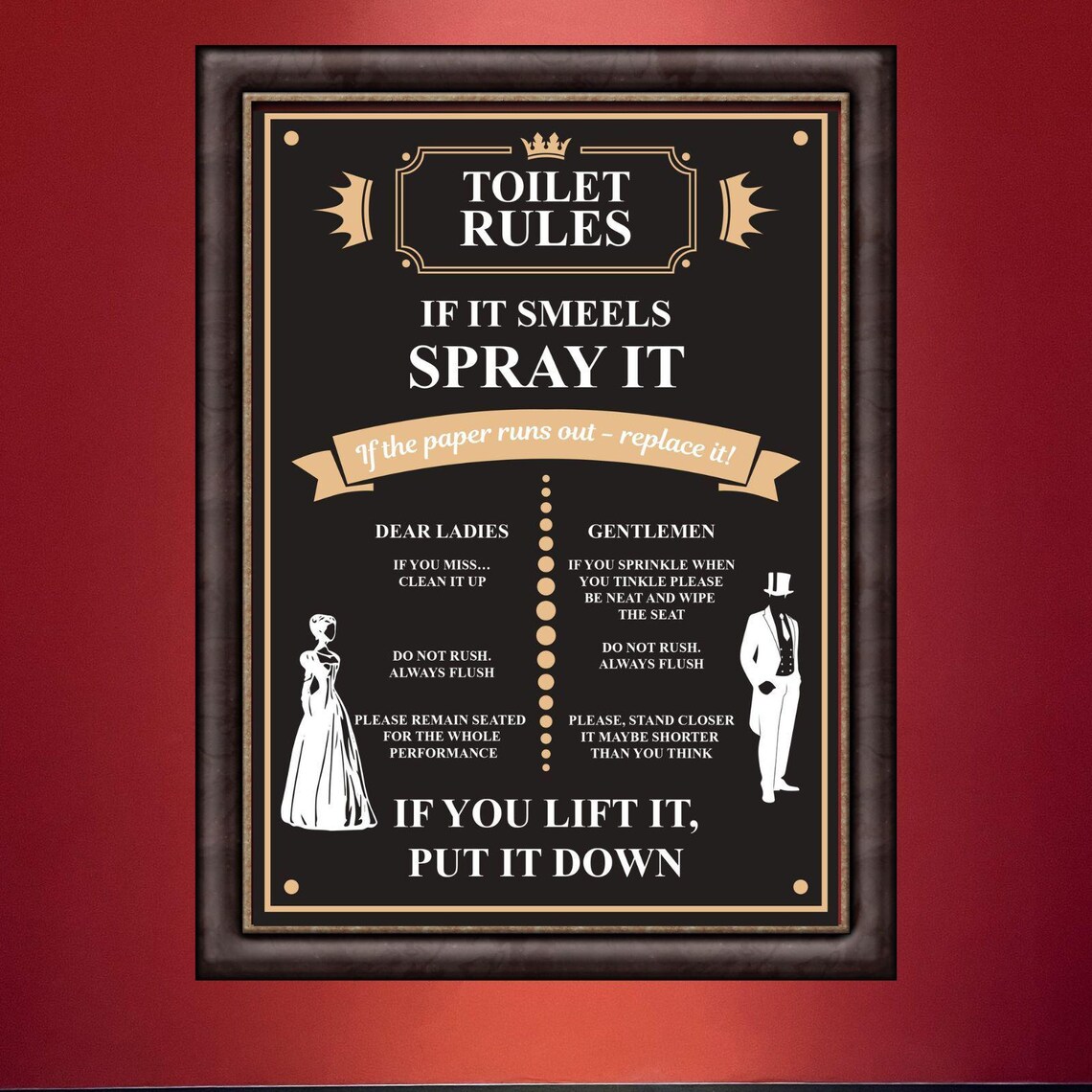 Funny Toilet Rules For Men And Women, Bathroom Rules