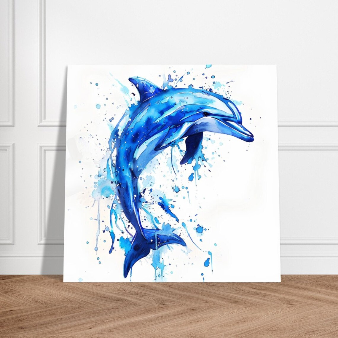 Dolphin Watercolour Print In Blue - Image 2
