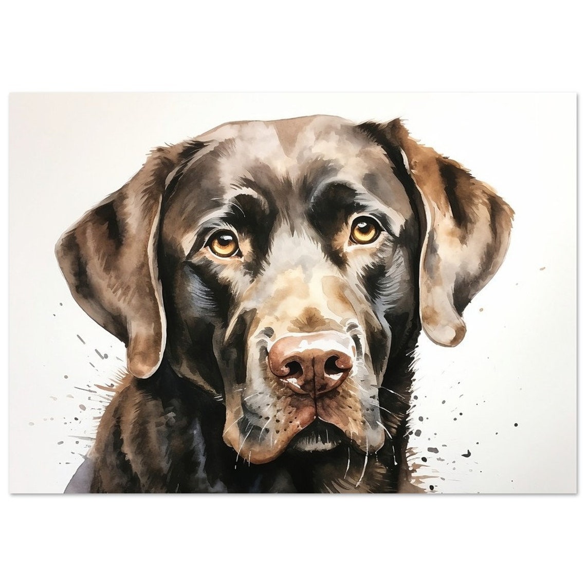 Soulful Chocolate Labrador Gaze Watercolour Loyal Dog Portrait Poster