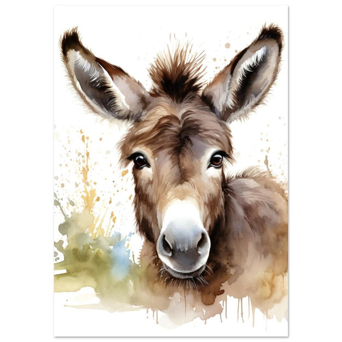 Donkey Watercolour Art Print, Adorable Farm Animal - Image 3