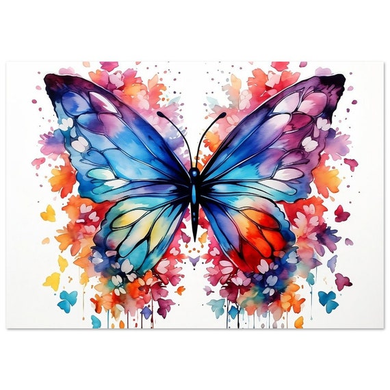 Butterfly Watercolour Painting Print Poster Picture Wall Art Dcor