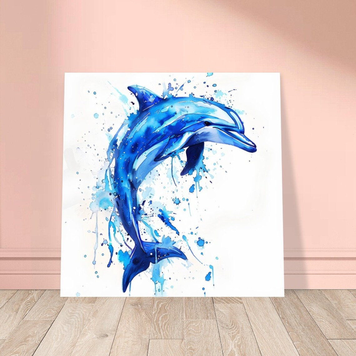 Dolphin Watercolour Print In Blue - Image 3