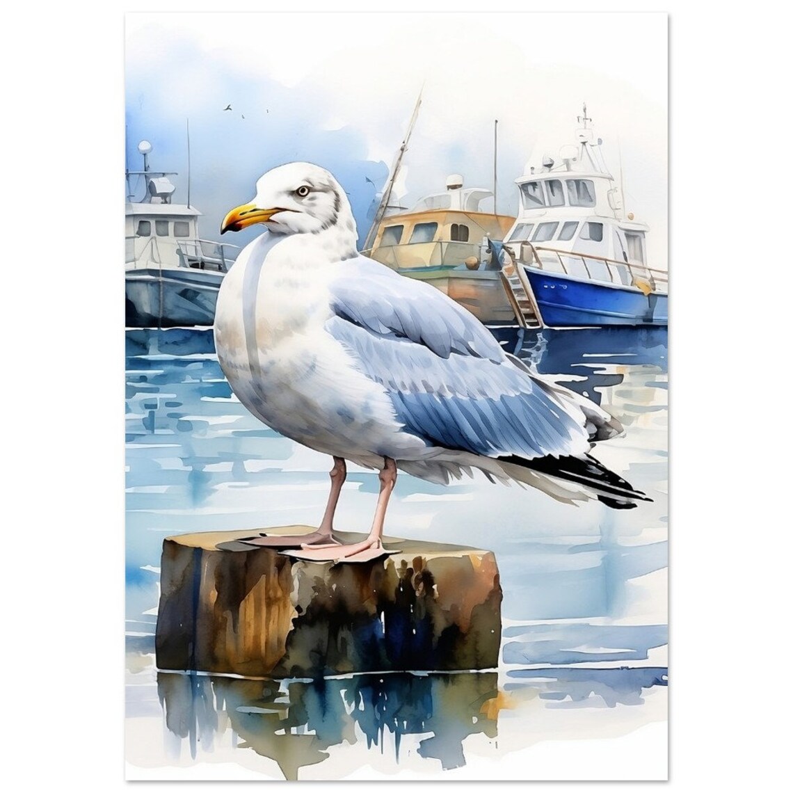 Seagull Watercolor Print, Modern Bird Art - Image 4