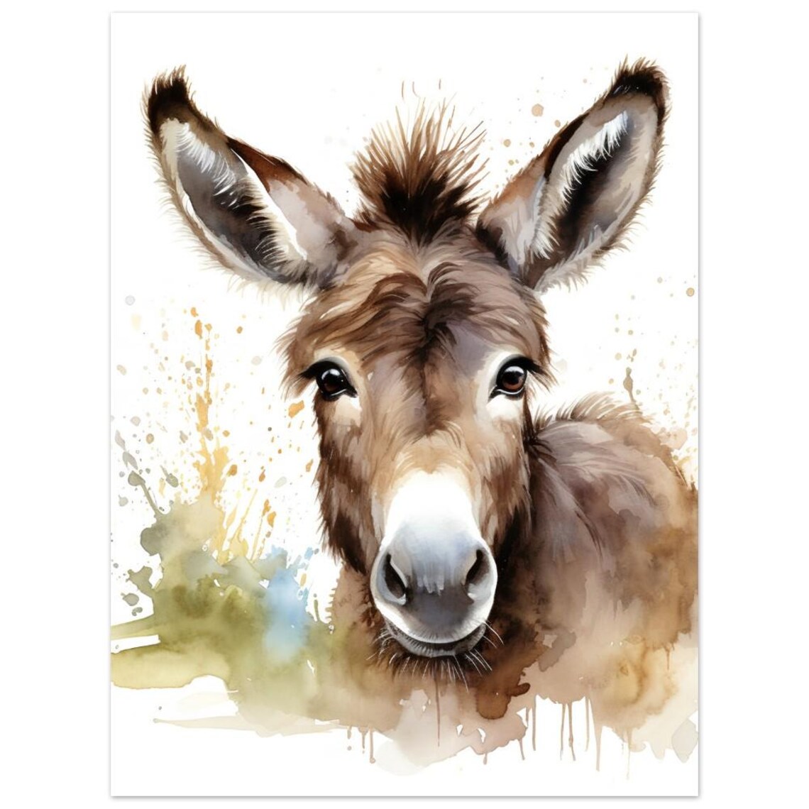 Donkey Watercolour Art Print, Adorable Farm Animal - Image 4