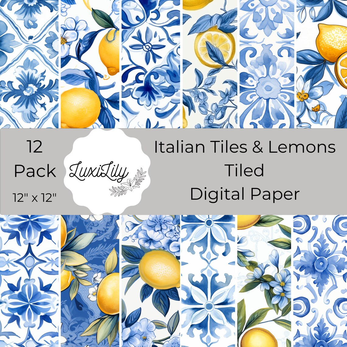 Italian Tile and Lemons Mediterranean Art Print