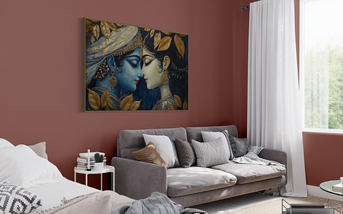 Radha Krishna Divine Love, Spiritual Art Print - Image 4