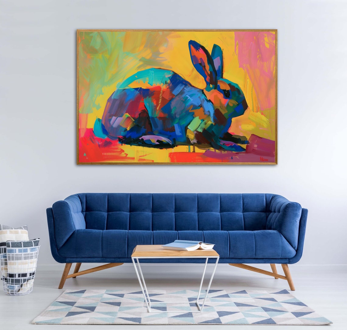 Dreamy Multicolor Bunny Abstract Rabbit Nursery Decor Poster - Image 4