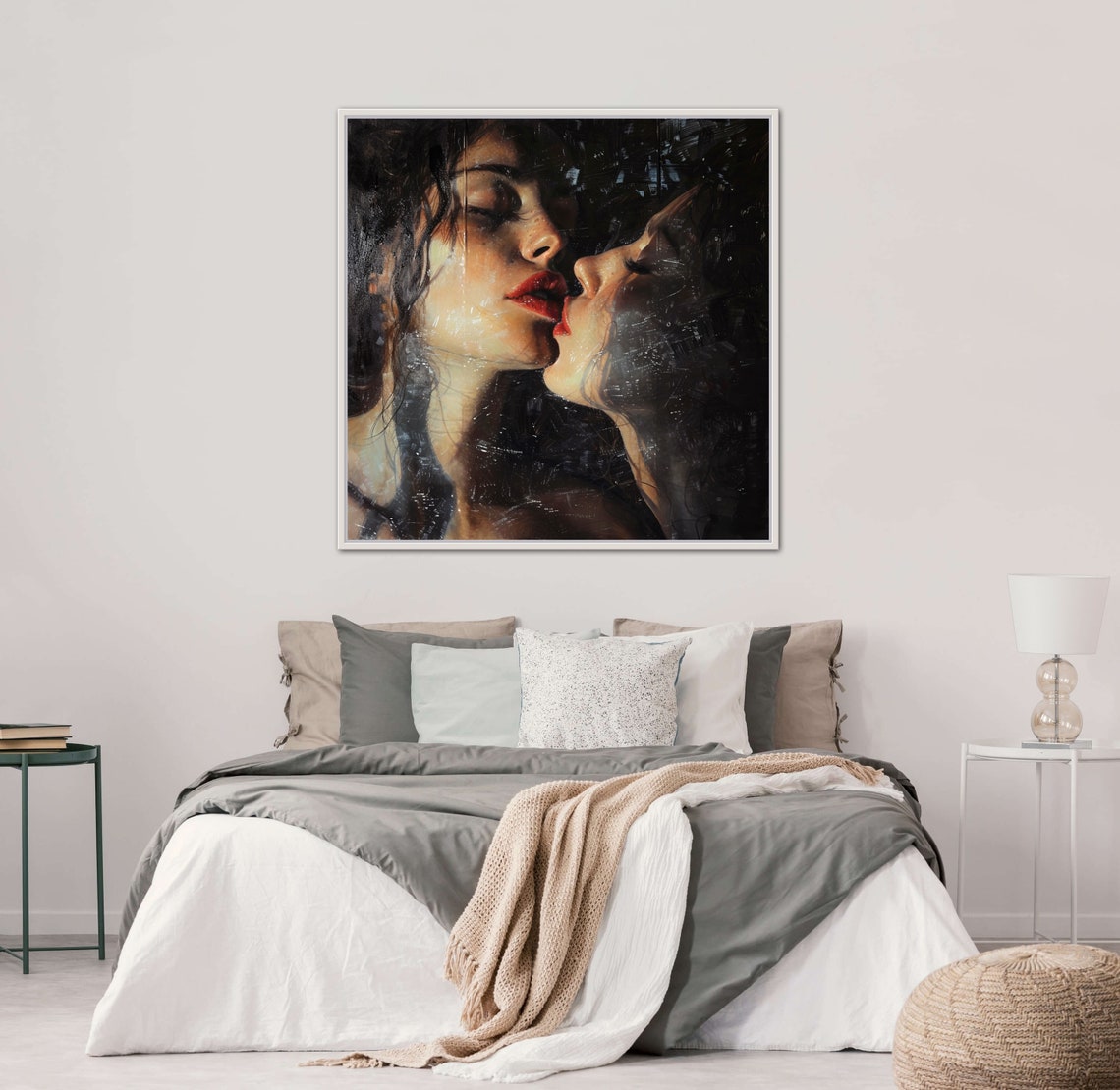 Romantic Kiss Dark Moody Passionate Dramatic Intimate Wall Art - Image 2