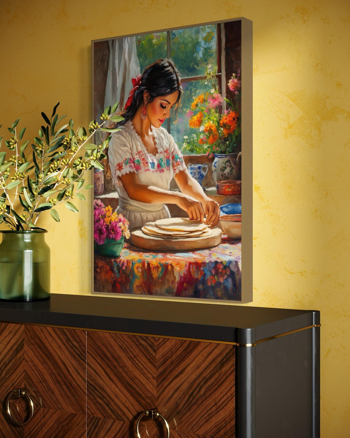 Mexican Tortilla Making, Rustic Dining Room Art Print - Image 5