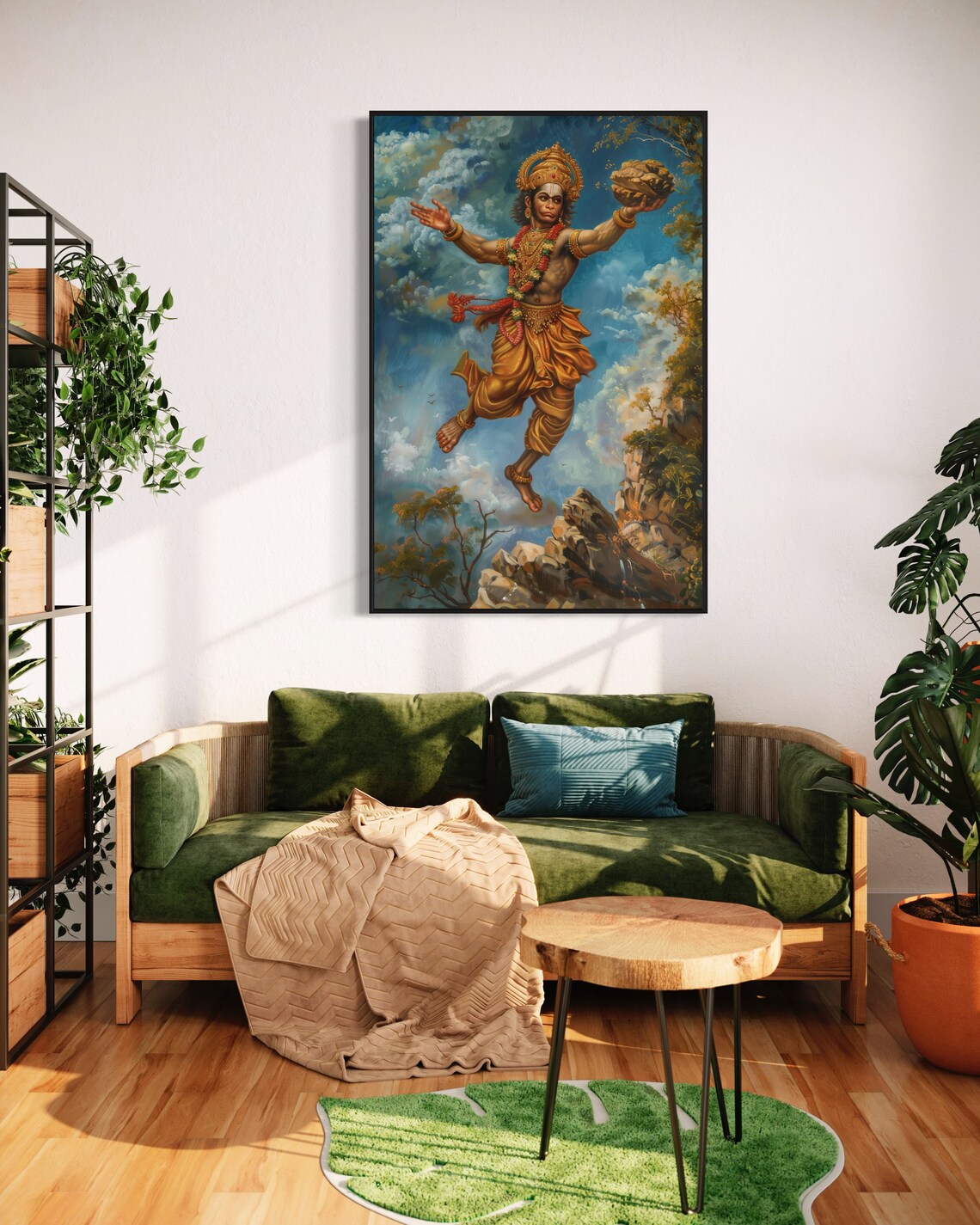 Lord Hanuman Spiritual Art Print, Hindu Wall Decor - Image 4