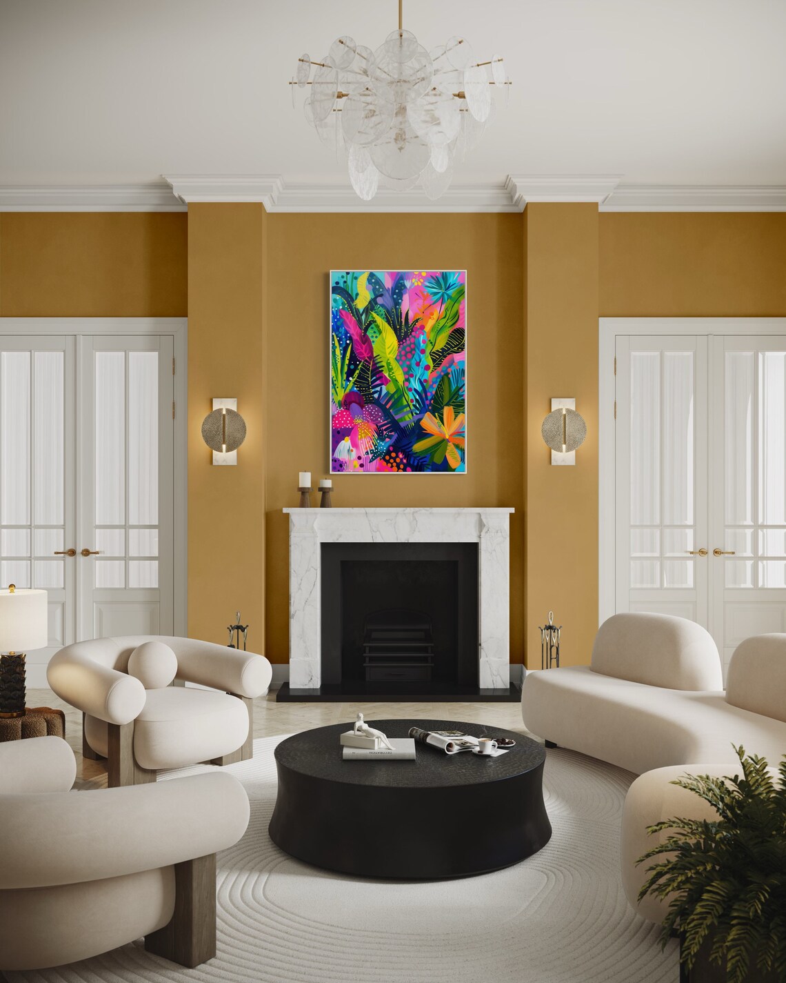Maximalist Tropical Palm Leaf Art Print, Flowering Garden - Image 4