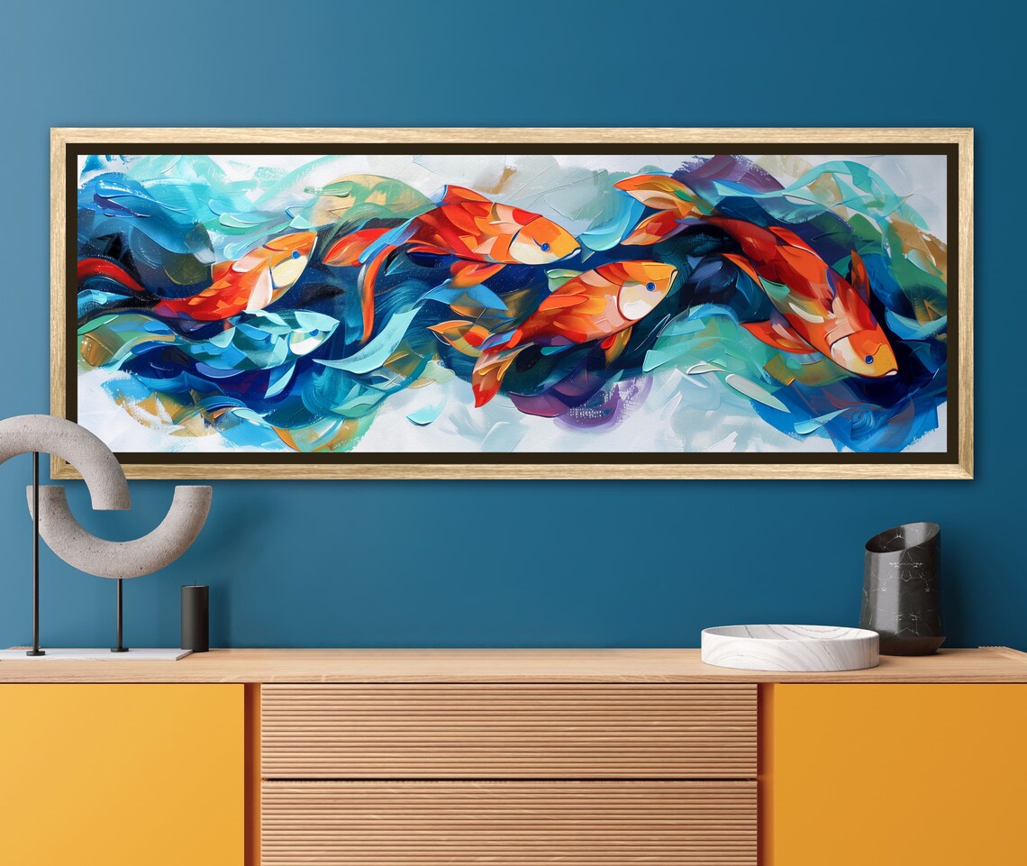 Tropical Fish School Panoramic Wall Art Print