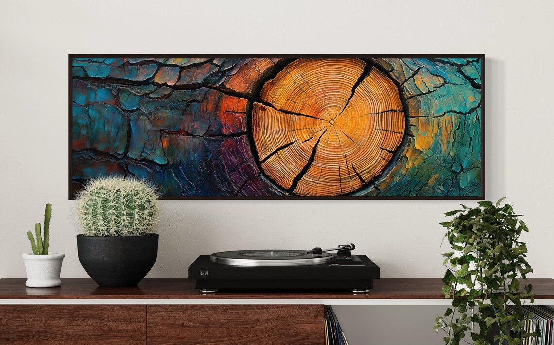 Tree Trunk Wall Art Abstract Nature Inspired Wood Grain And Tree Ring Print For Above Couch Decor And Rustic Earthy Accent - Image 3