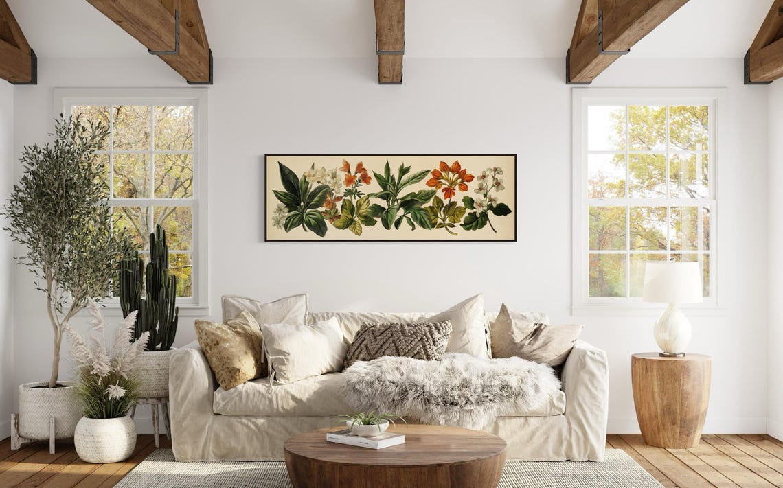 Vintage Botanical Flower Illustration Panoramic Rustic Poster - Image 3