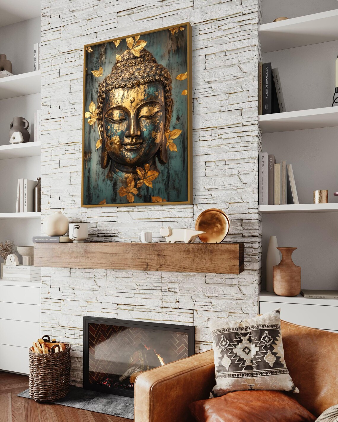 Gold Buddha Autumn Art Print for Yoga Meditation Studio - Image 4