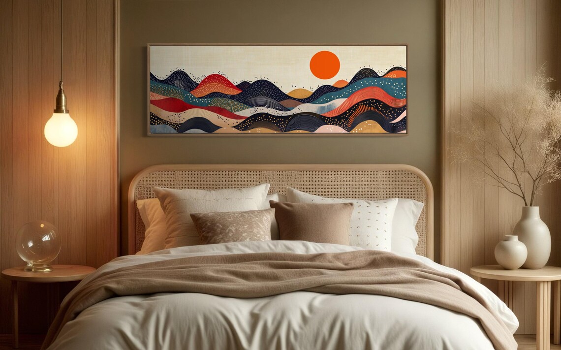 Japandi Abstract Mountain Landscape Art Print, Minimalist Sun - Image 4