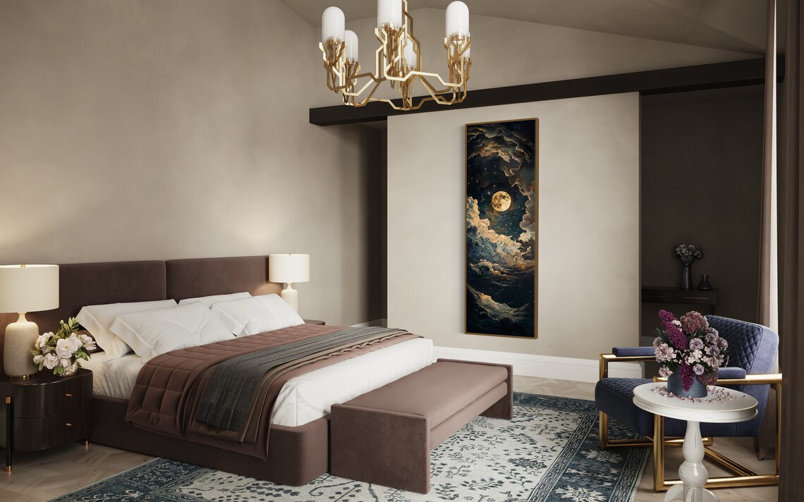 Moonlit Starry Night Vintage Celestial Art Print - Image 2
