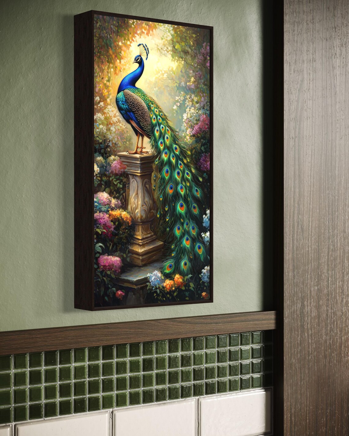 Peacock Wall Art Print, Tropical Bird Floral Accents - Image 5