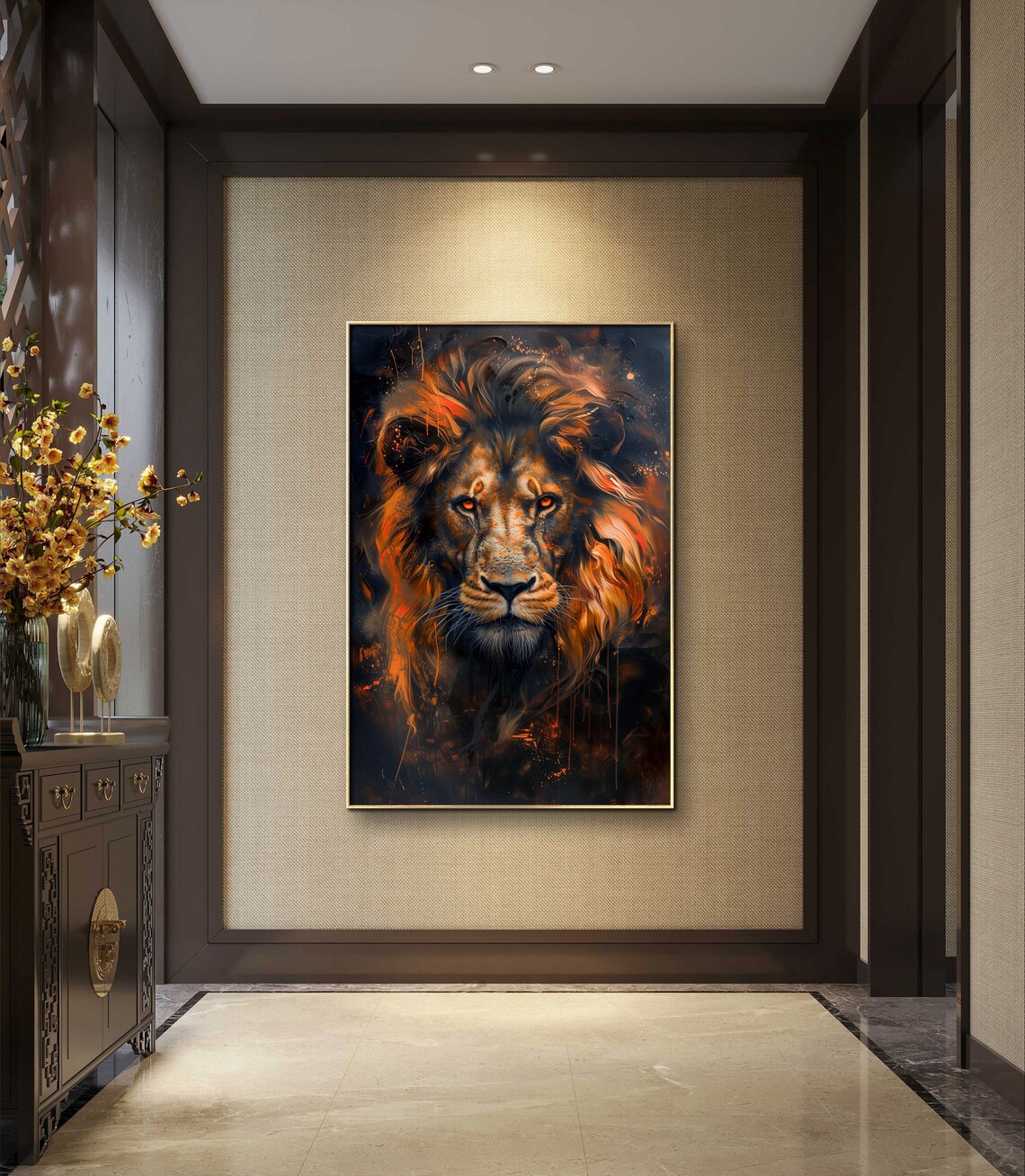King Lion Art Print, Exotic Realistic Portrait - Image 2