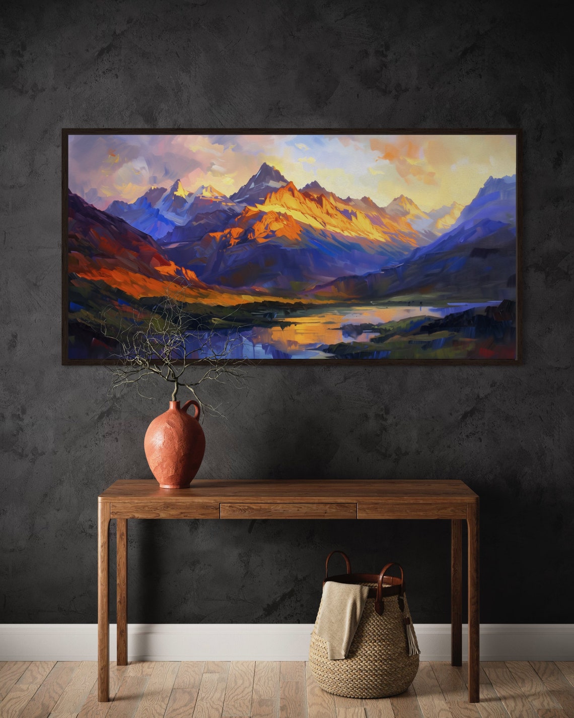 Alpine Mountains Golden Sunset Peaks Lake Reflection Travel Poster - Image 2