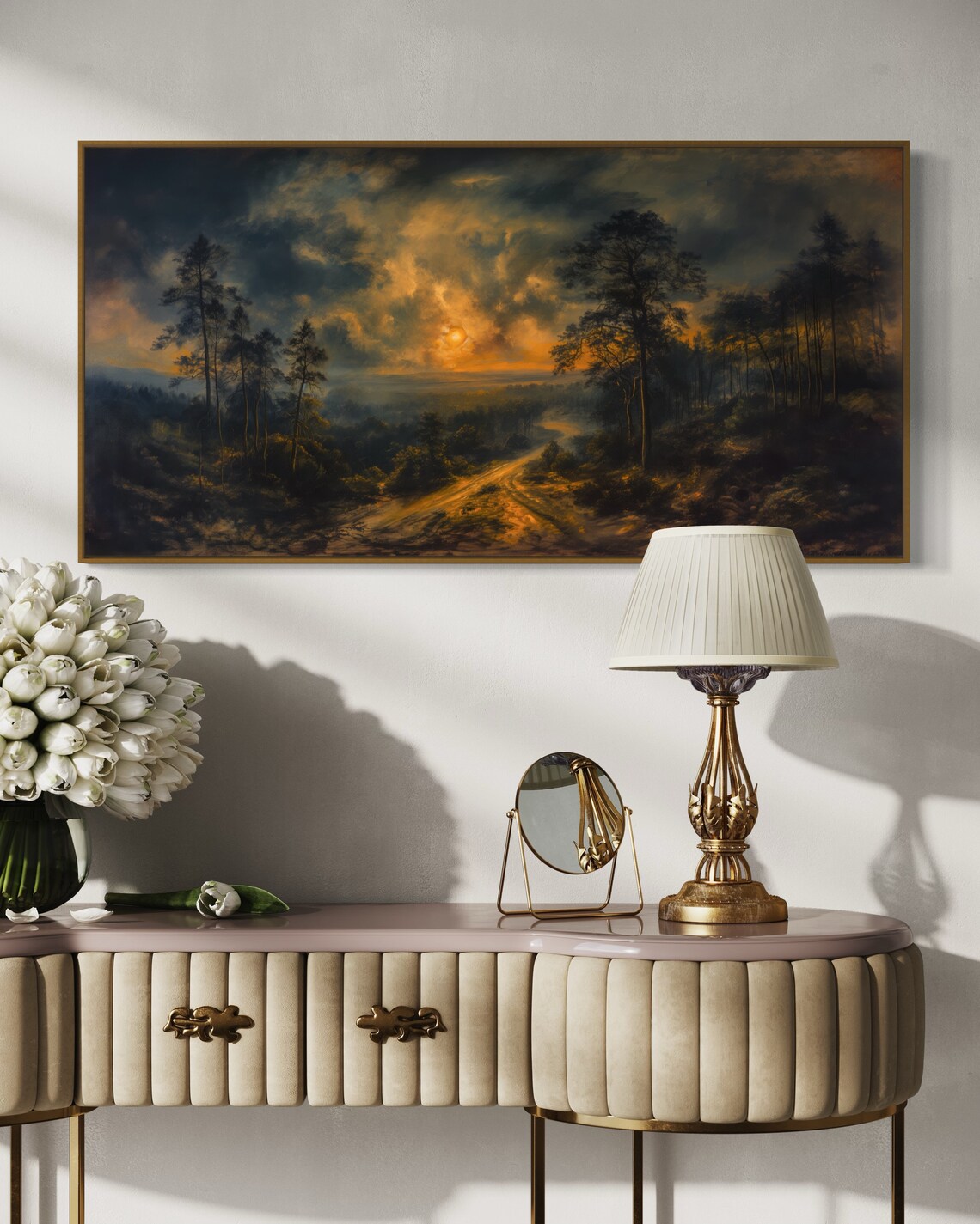 Moody Sunset in Misty Forest, Rustic Art Print - Image 4