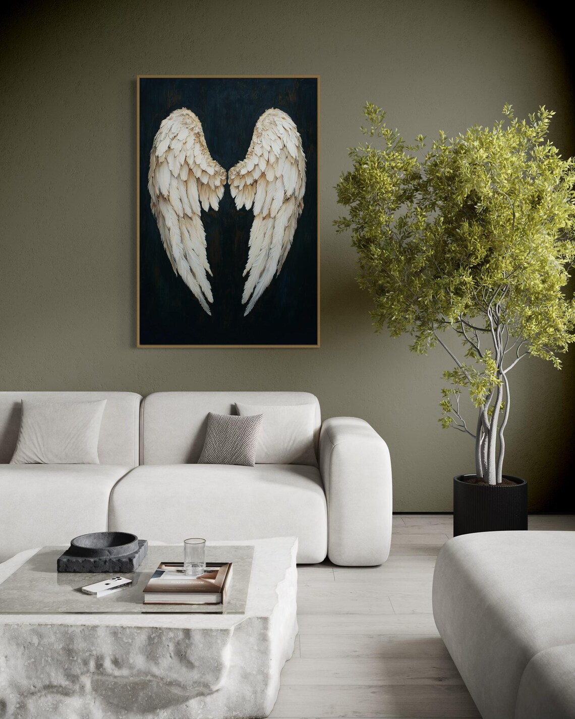 Ivory Angel Wings Art Print, Celestial Decor - Image 2