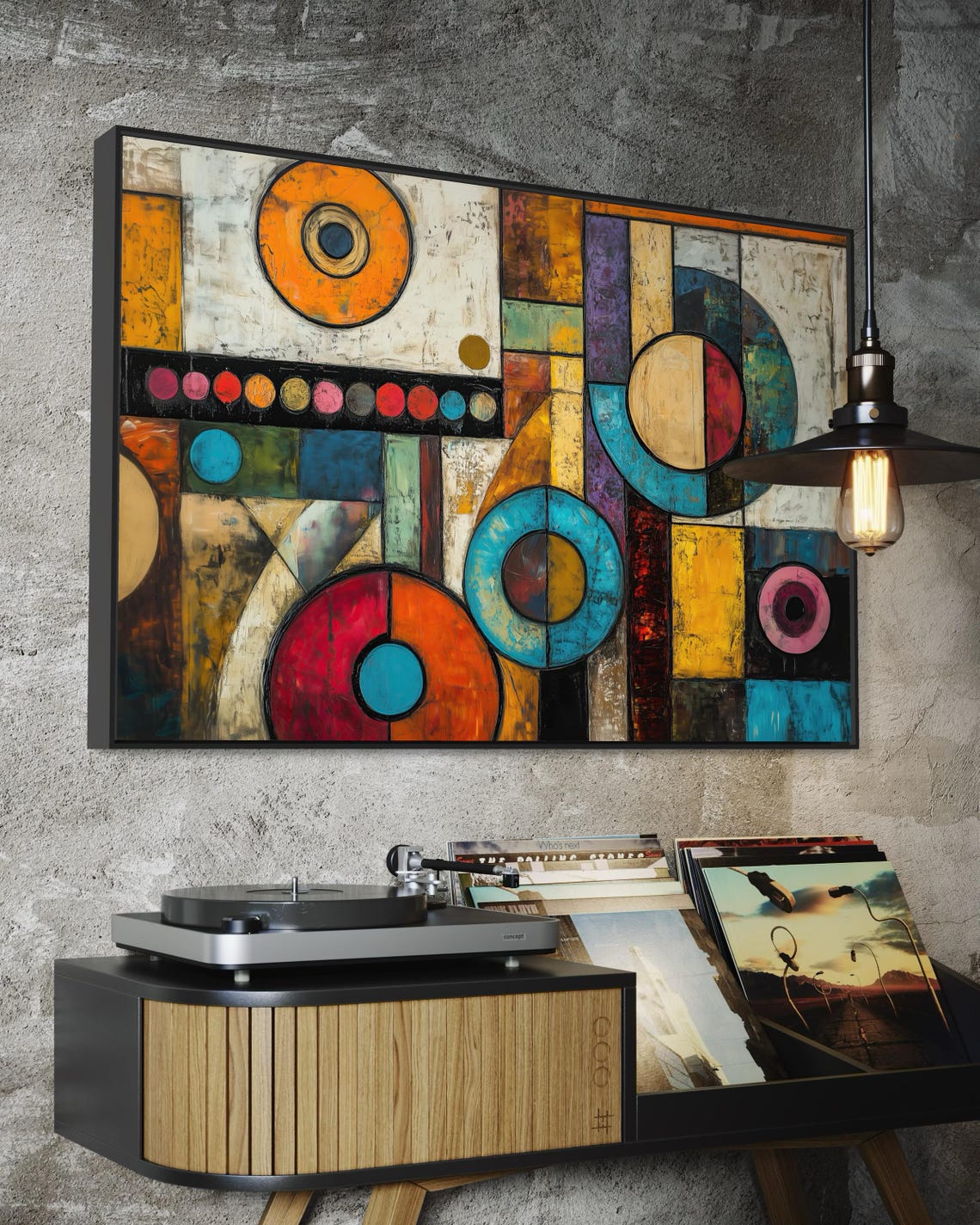 Colorful Abstract Geometric Circles Modernist Art Vibrant Wall Print - Image 4