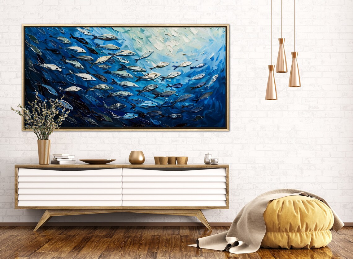 Ocean Harmony School Of Fish, Impressionist Art Print - Image 5