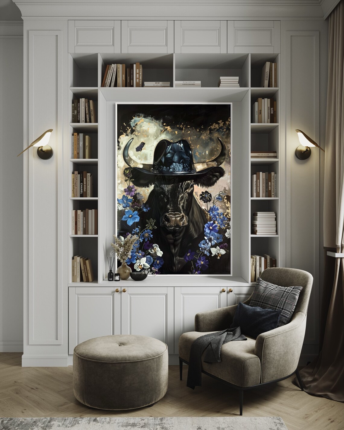 Whimsical Buffalo Dark Academia Art Print, Rustic - Image 2