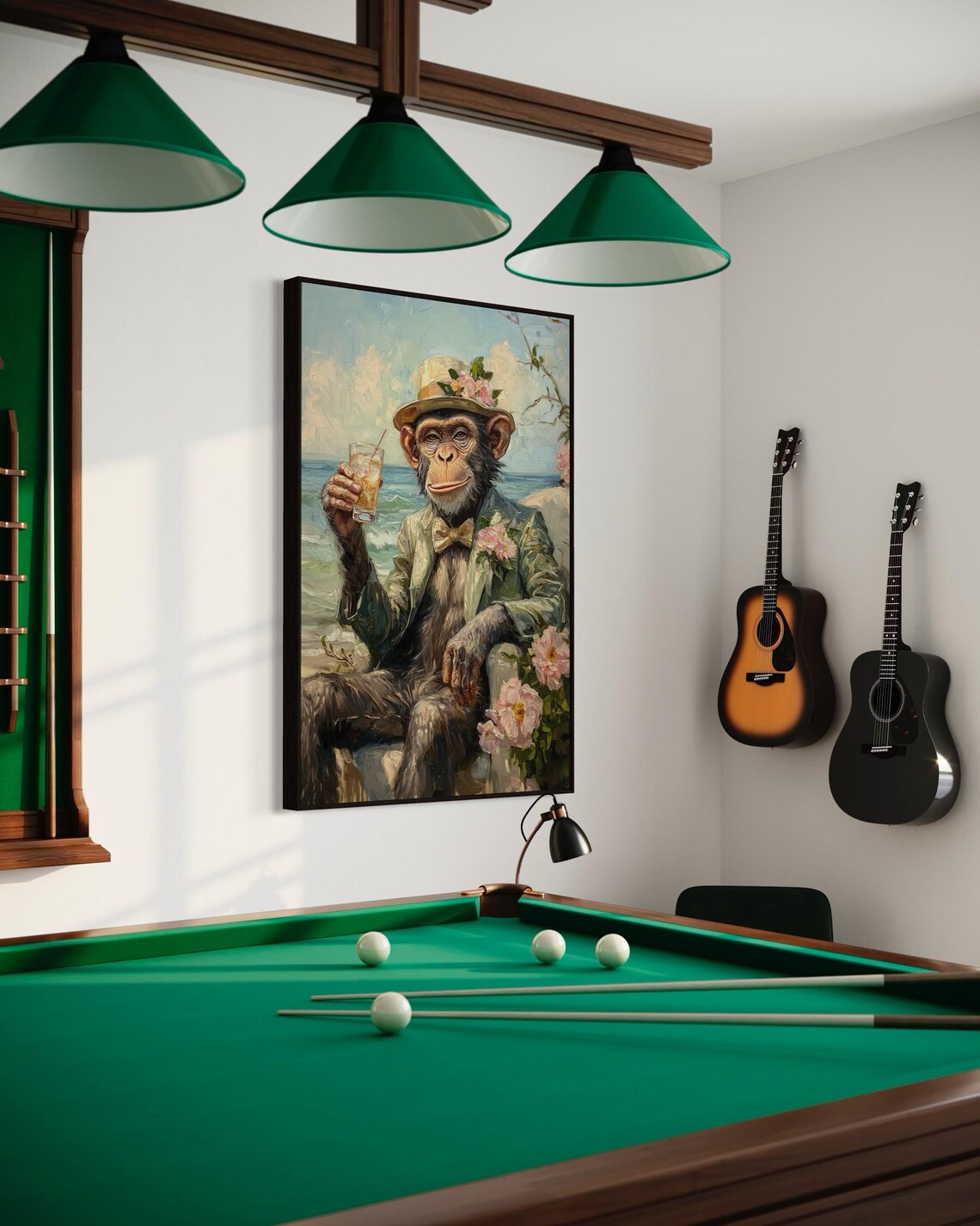 Dapper Chimpanzee In Suit With Cocktail Beachside Quirky Humor Art Poster - Image 2