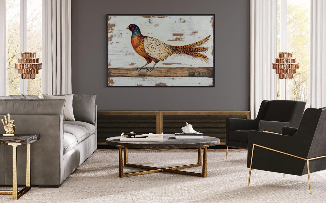 Rustic Pheasant Wall Art Vintage Bird Farmhouse Wildlife Print Poster - Image 4