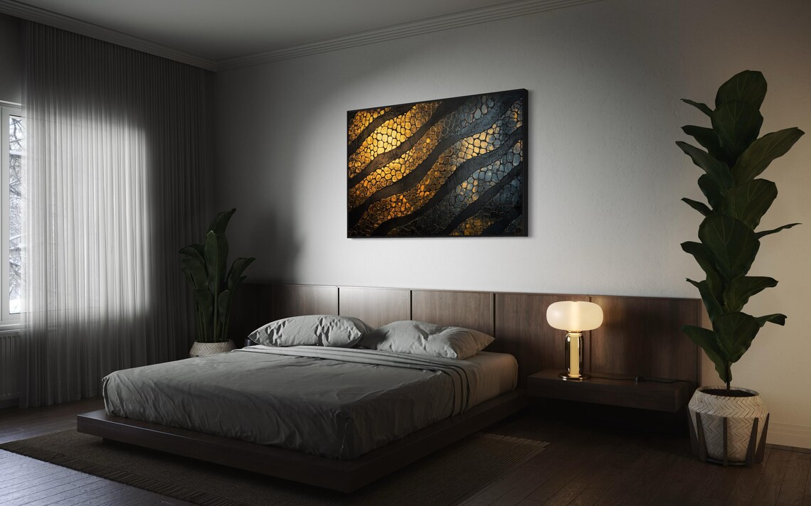 Gold Black Reptile Scale Texture Abstract Modern Glam Luxury Art Poster - Image 5