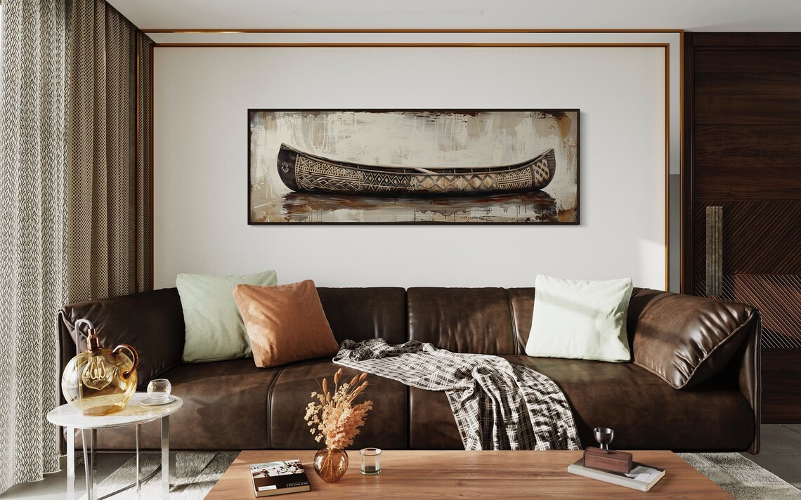 Rustic Canoe Panoramic Art Print, Lake House Decor - Image 3