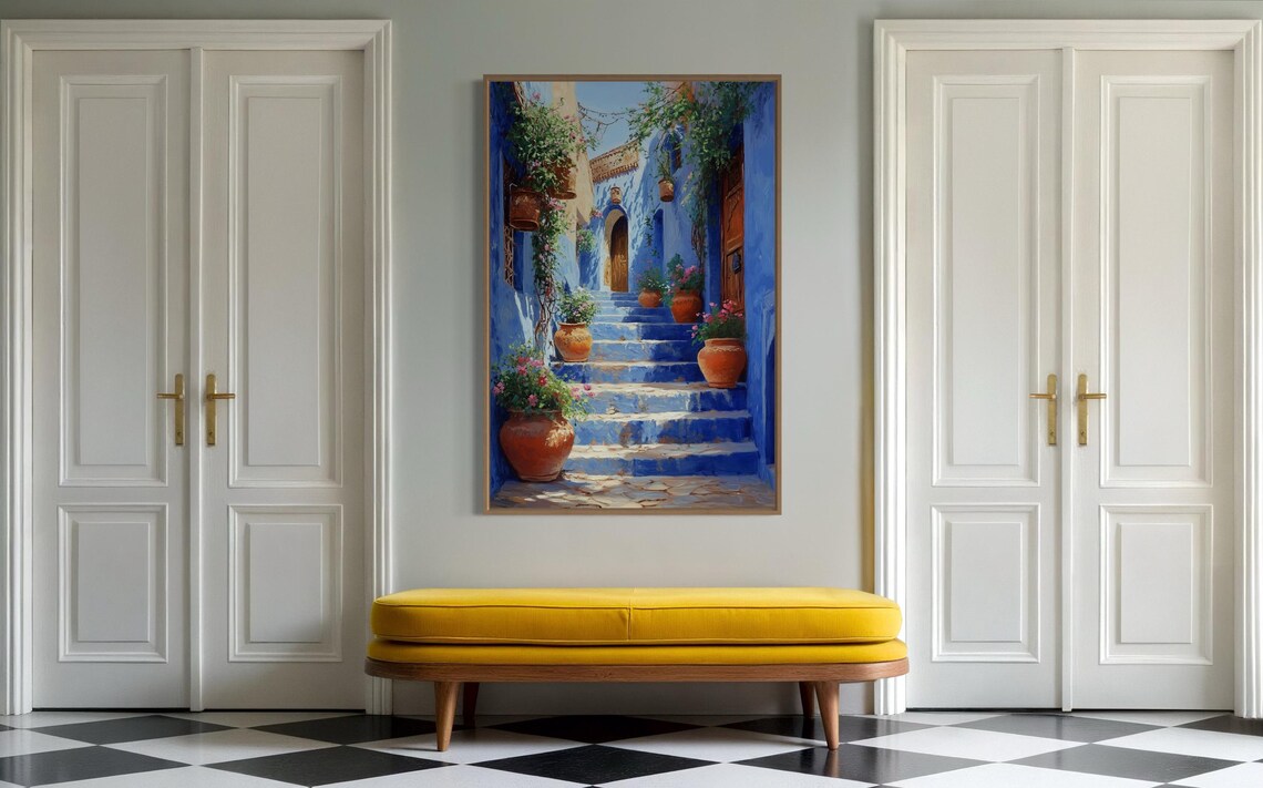 Chefchaouen Blue City, Moroccan Travel Art Print - Image 3