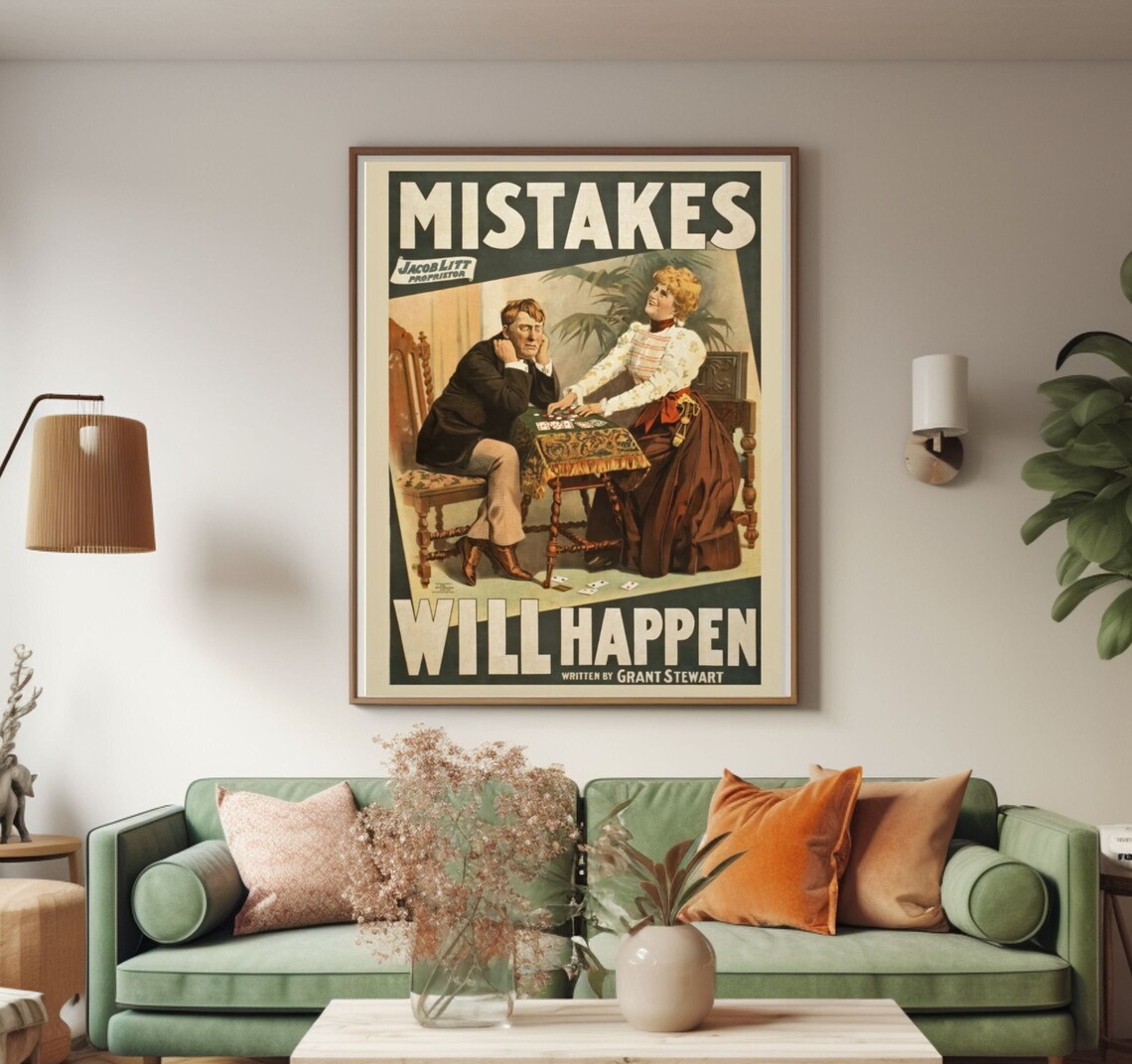 Vintage Mistakes Will Happen Theatre Play Grant Stewart Art Poster