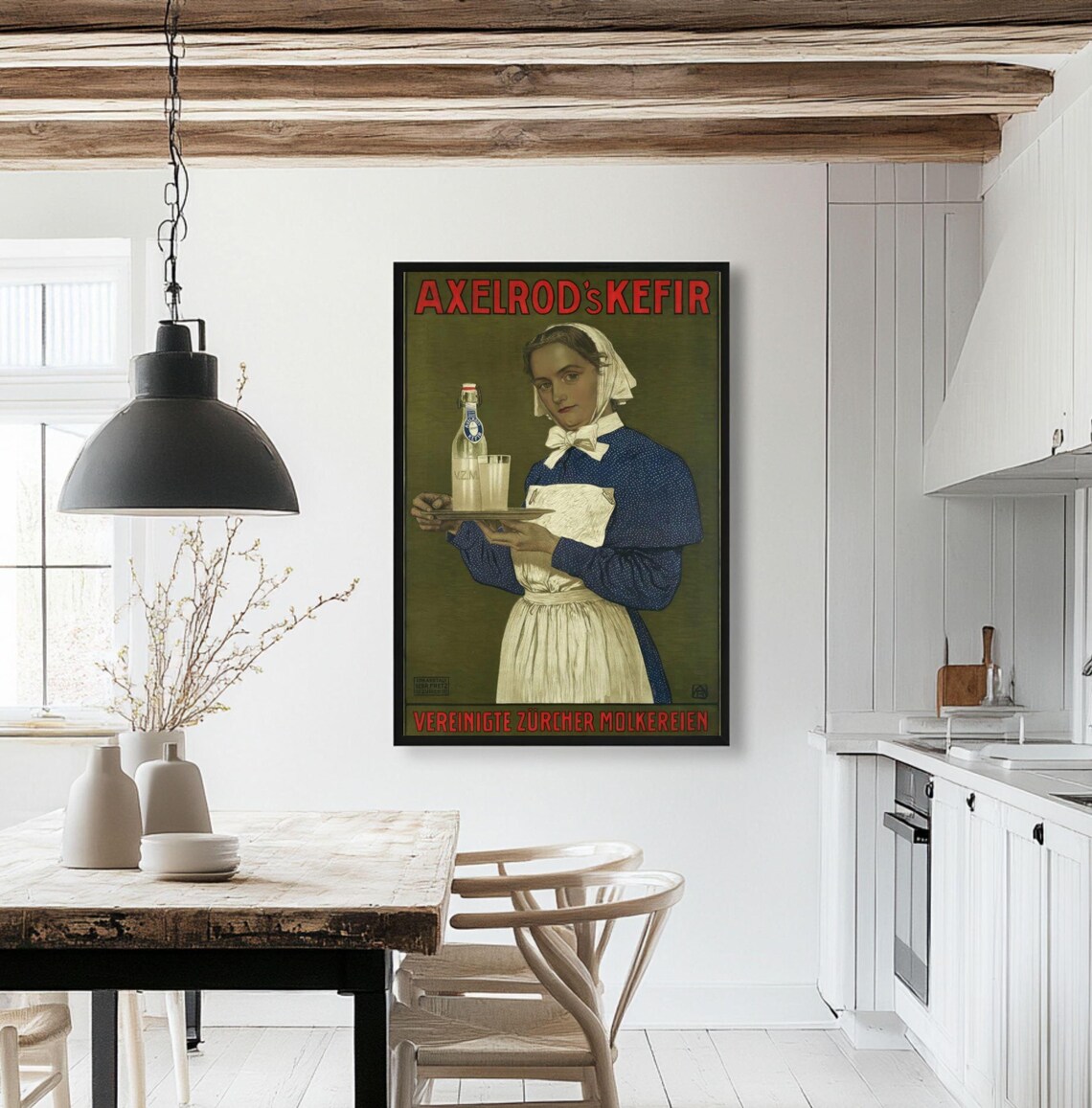 Vintage Axelrods Kefir Swiss Dairy Advertising Art Poster Classic