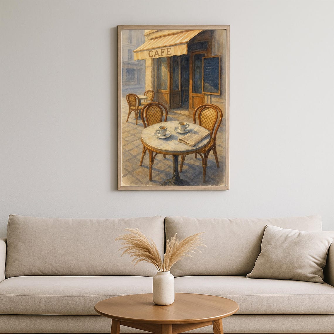 Charming Street Cafe Terrace Coffee Morning Watercolor Poster - Image 2
