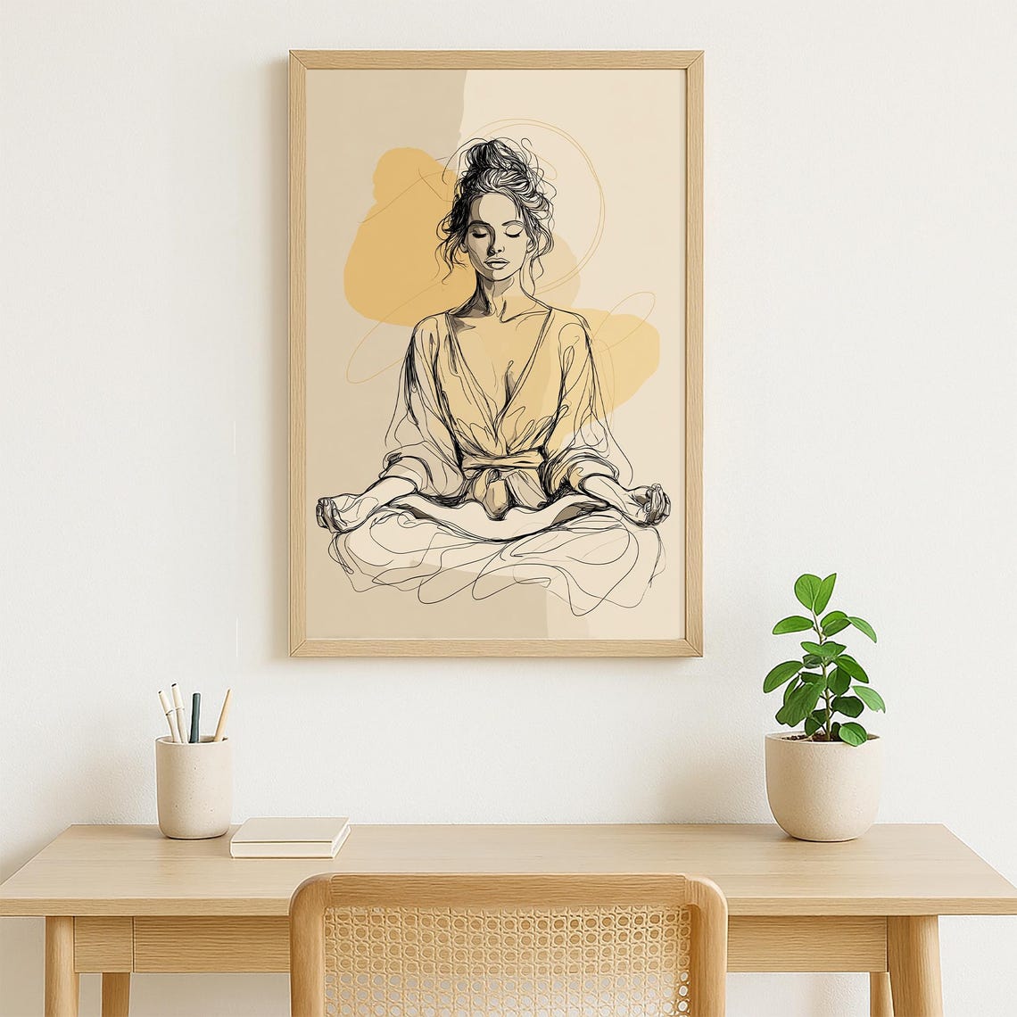 Minimalist Line Art Woman Meditating, Zen Art Print - Image 4