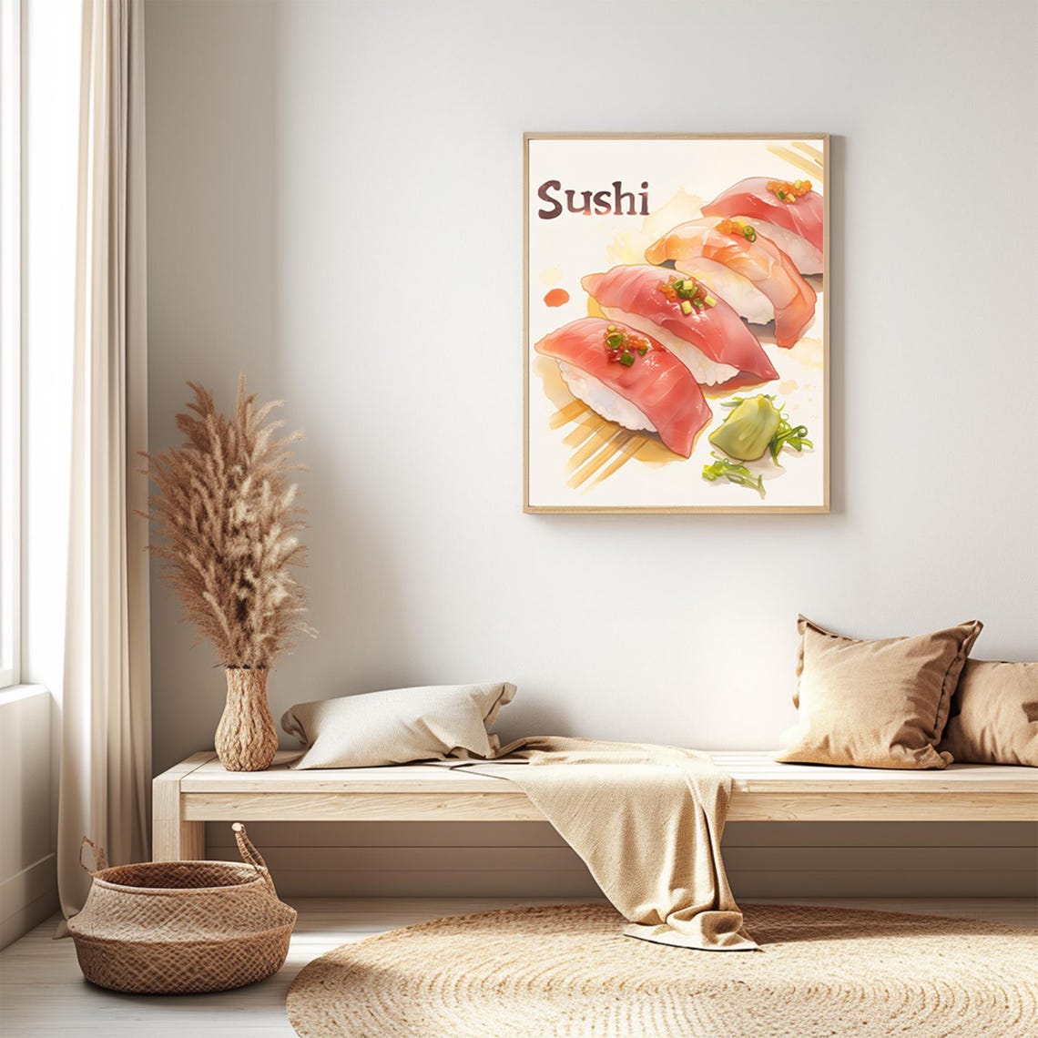 Sushi Nigiri Watercolor Food Art Japanese Cuisine Kitchen Poster - Image 3