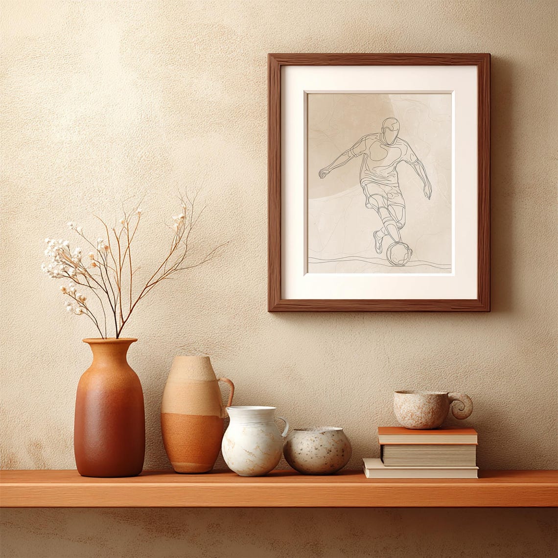 Minimalist Soccer Line Art Player Striking Ball Elegant Poster - Image 2